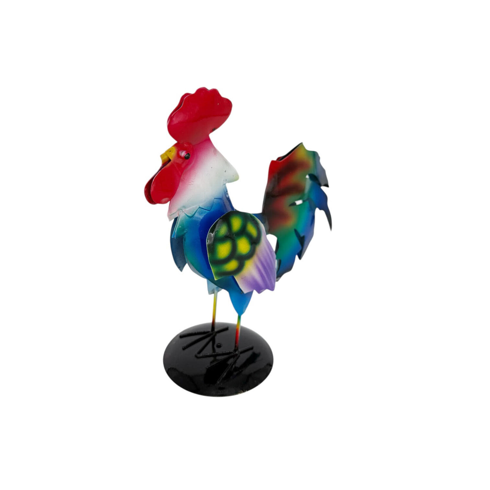Hand Made Painted Iron Rooster Small