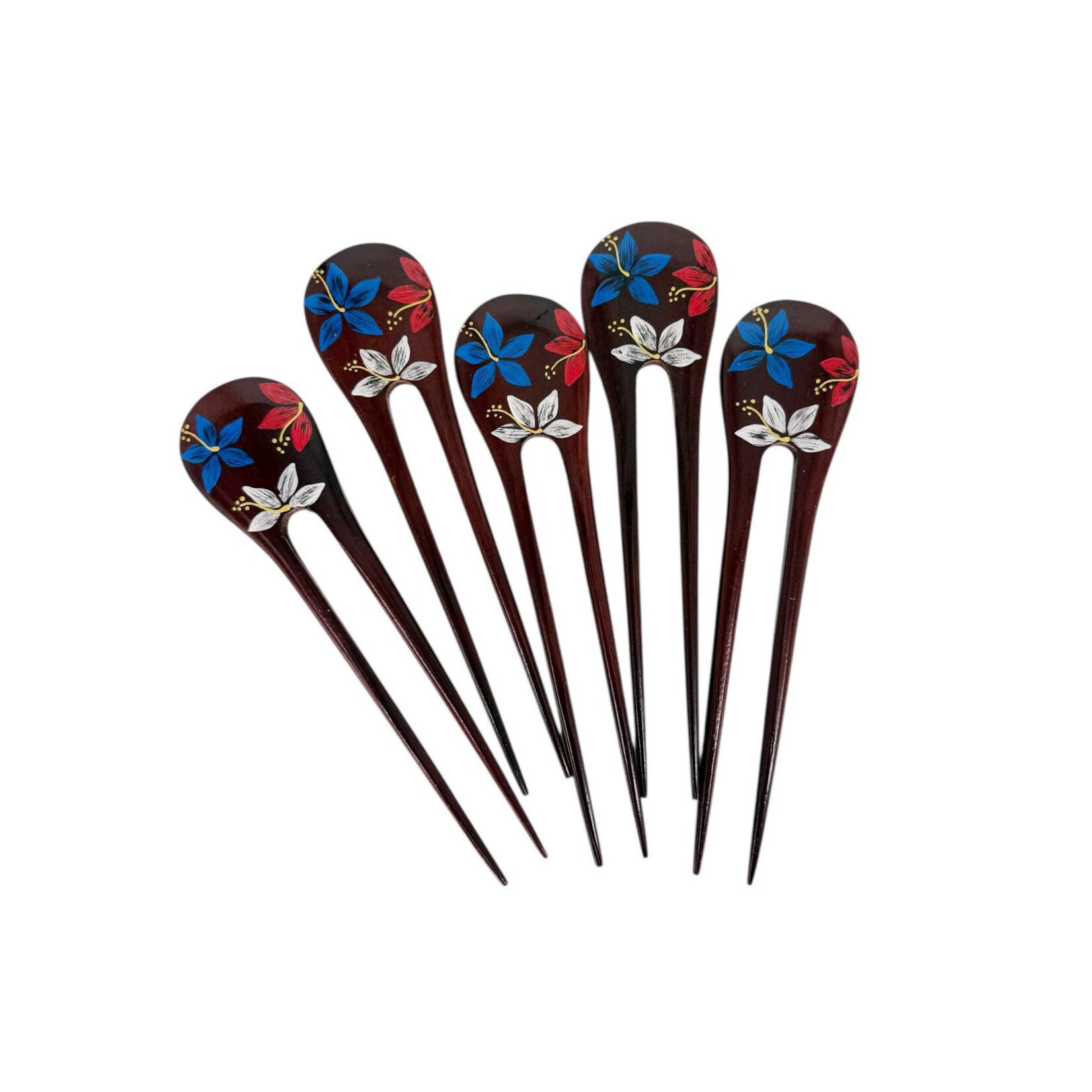5 Pack Bunga Double Hair Stick Hibiscus Trio