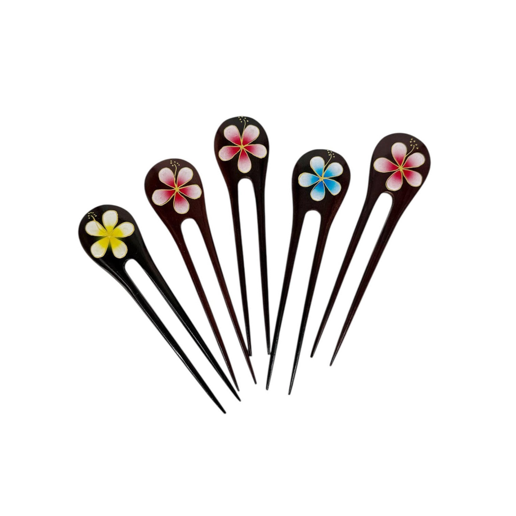 5 Pack Bunga Double Hair Stick Plumeria Assorted Colors
