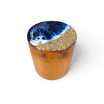 Hand Made Resin Ocean Teak Cylinder Box Stormy