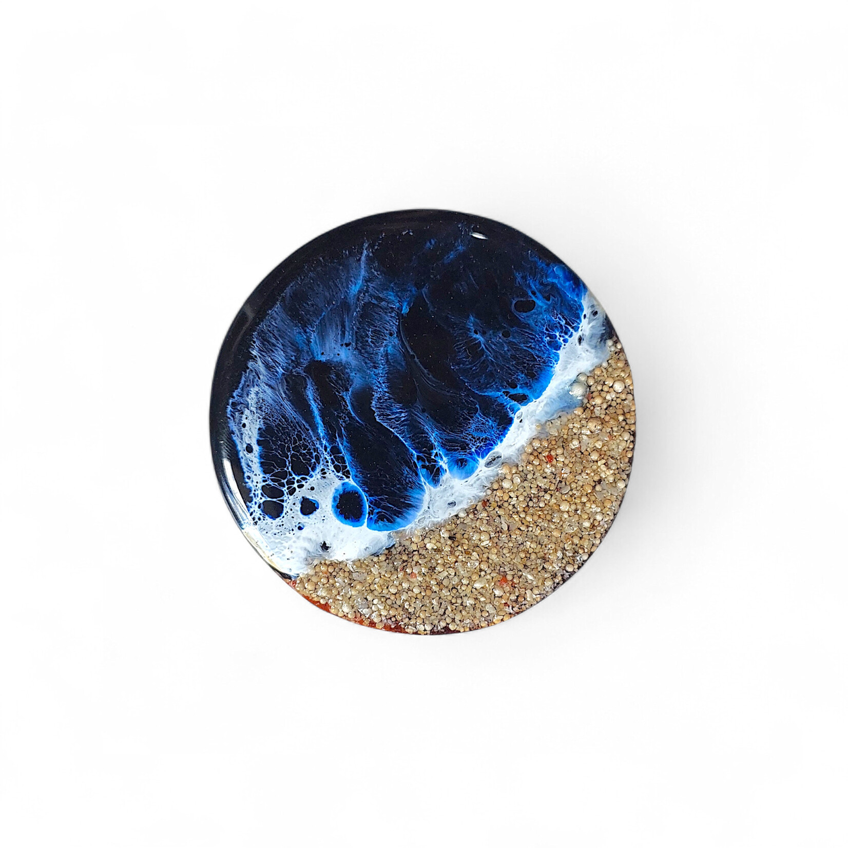 Hand Made Resin Ocean Teak Cylinder Box Stormy