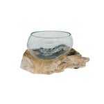ST19 Hand Made Recycled Glass and Whitewash Teak Wood Bowl 20cm