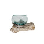 15cm ST20 Hand Made Recycled Glass and Whitewash Teak Wood Bowl