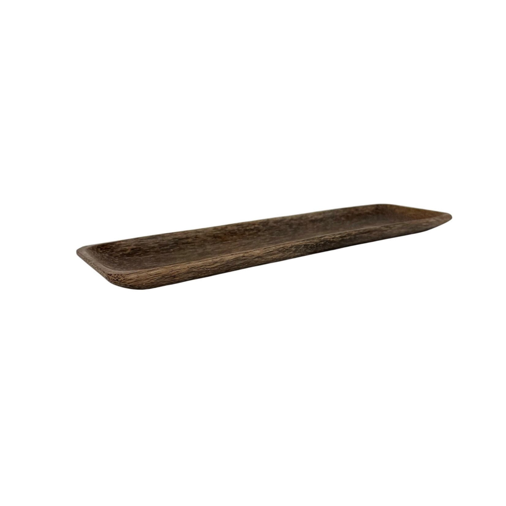 Hand Carved Palm Wood Dish Rectangle Tray 45cm x 12cm