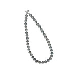 18" 11mm Cultured Silver Grey Pearl Necklace Sterling Silver Spring Ring Clasp