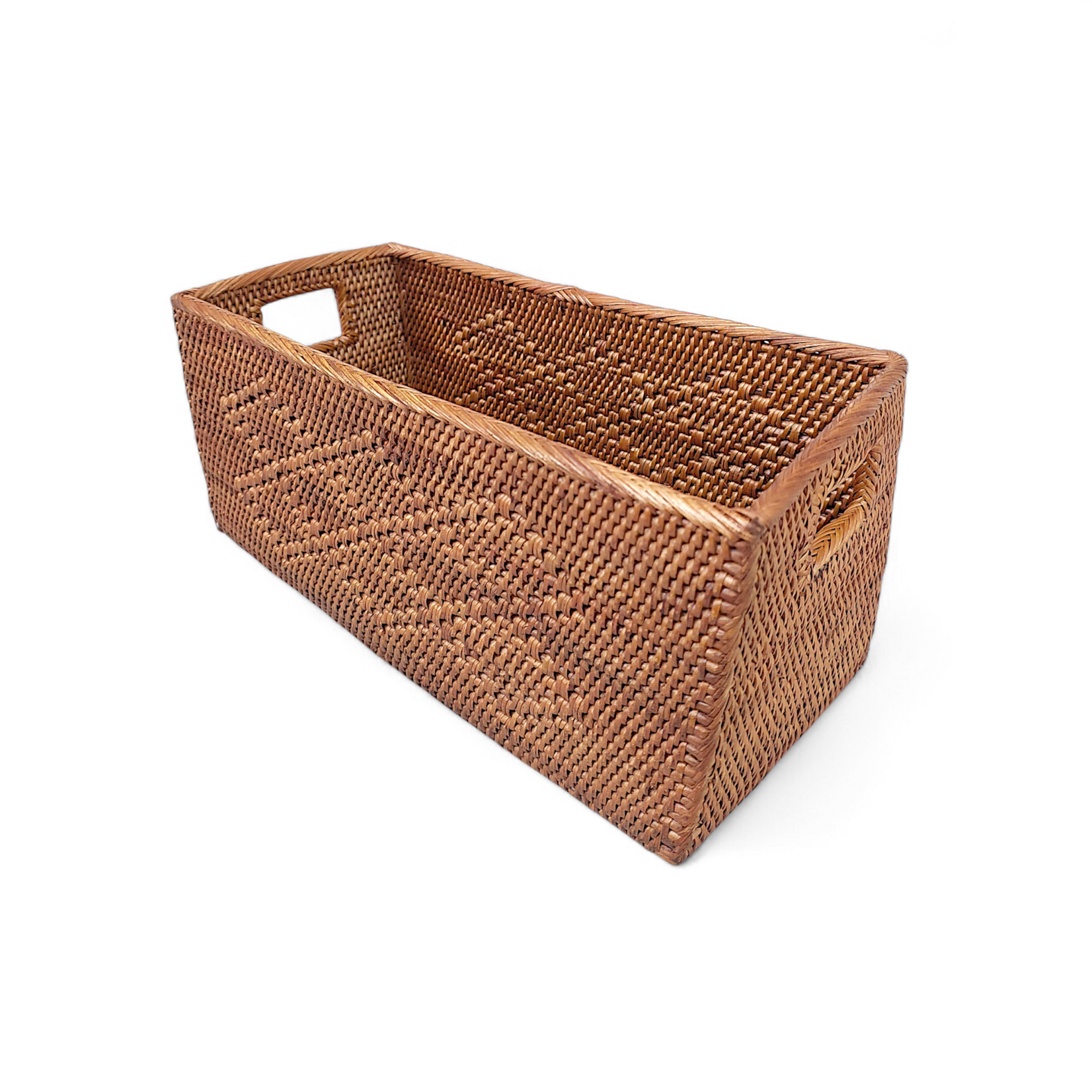 Hand Woven  Ata Basket #112 Rectangular Box with Handles