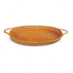 Hand Woven Ata Basket Oval Dish #119 Oval Tray with Handles