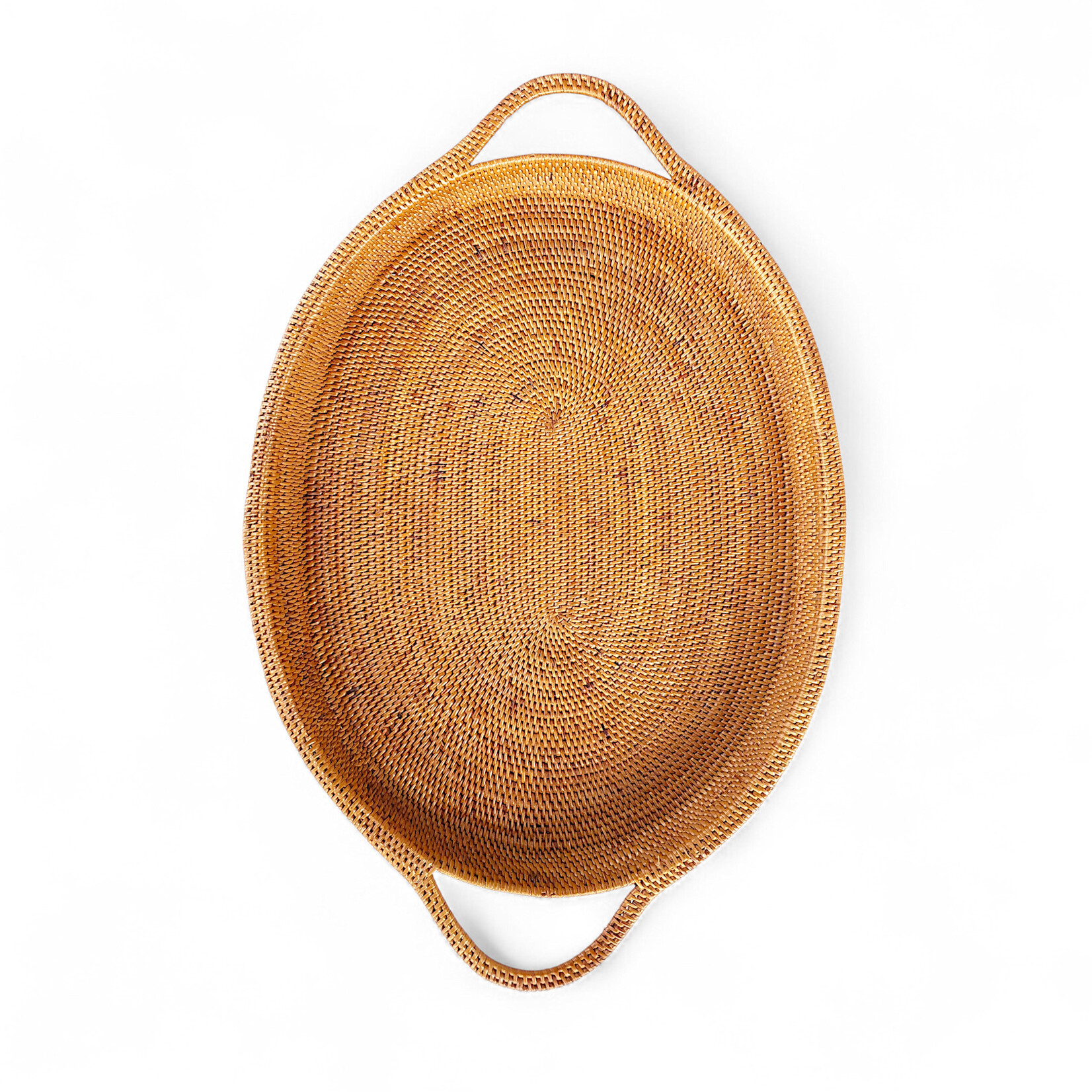 Hand Woven Ata Basket Oval Dish #119 Oval Tray with Handles