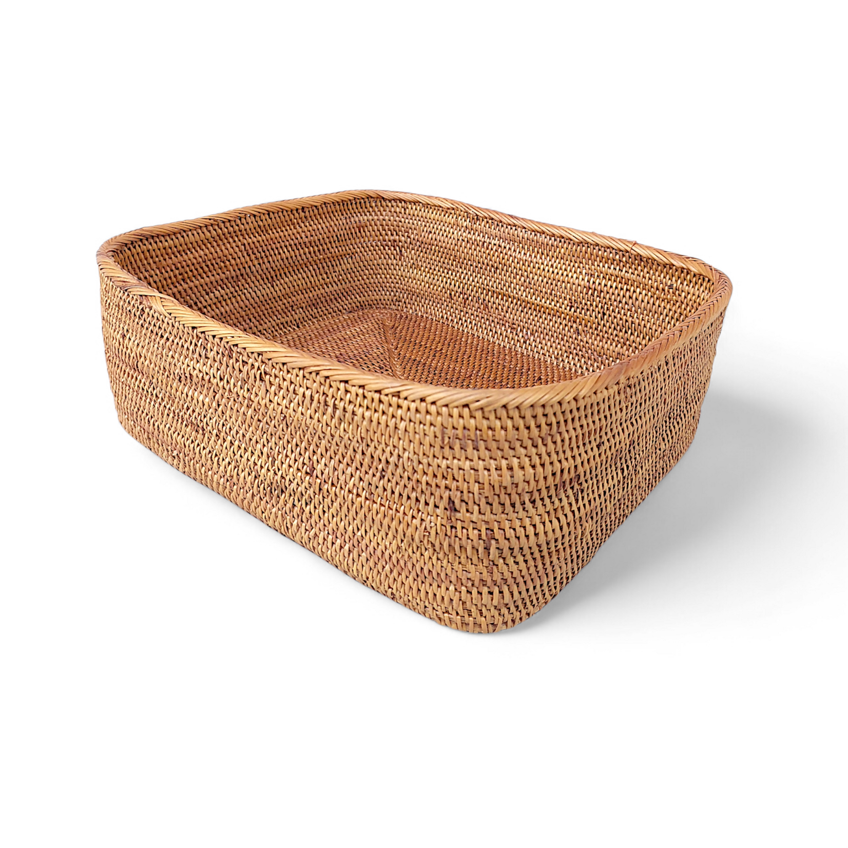 Hand Woven  Ata Basket #121 Rounded Square Short Basket