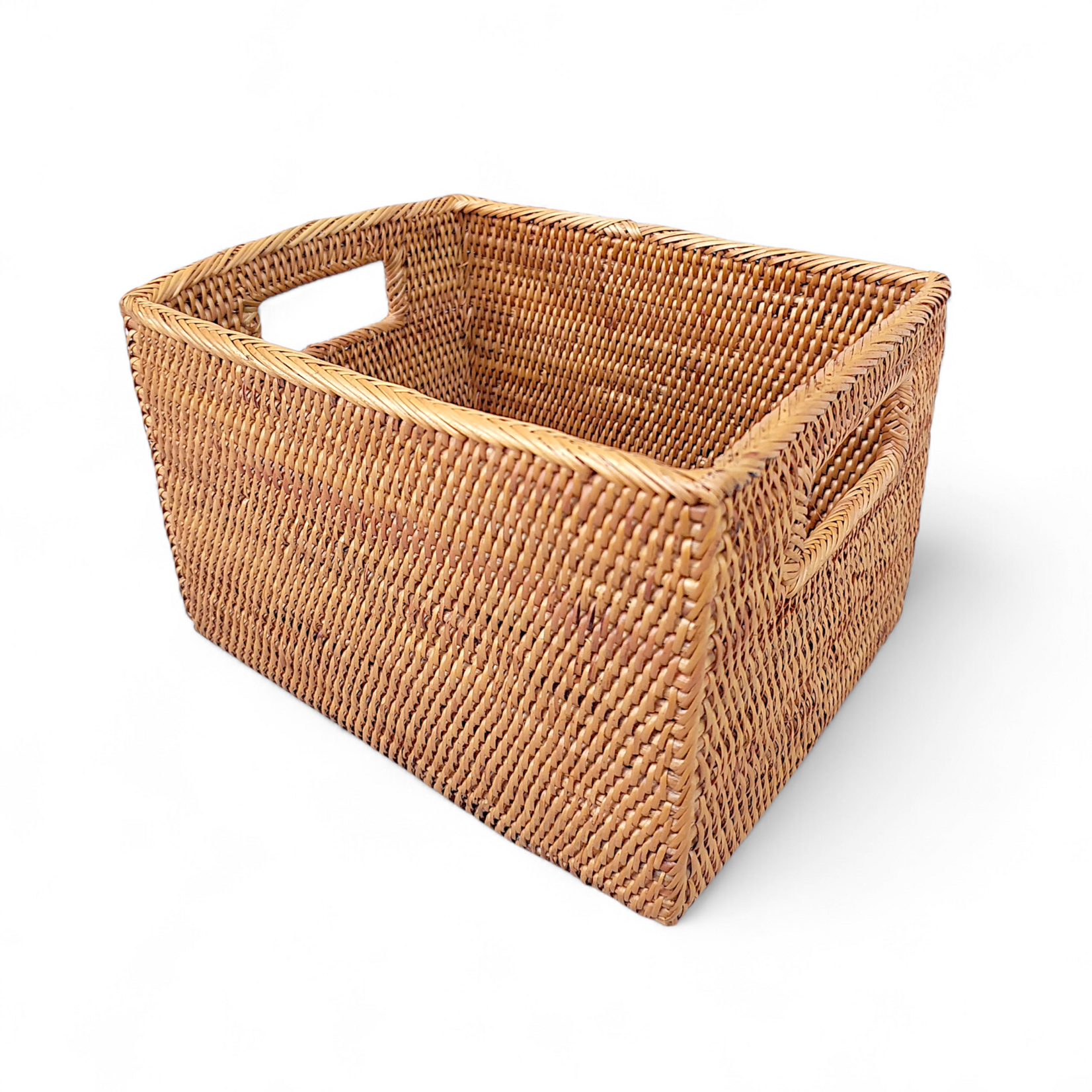 Hand Woven Ata Basket #127 Rectangle Basket with Handles