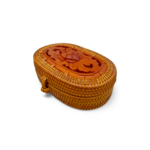 Hand Woven Ata Basket #138 Carved Turtle Top Oval Box