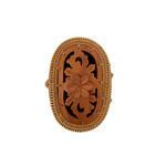 Hand Woven Ata Basket #139 Carved Flower Top Oval Box