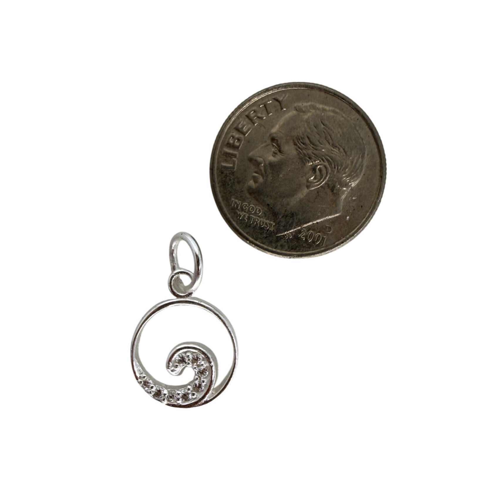 P233 Sterling Silver CZ Wave Pendant