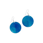 Capiz Shell Round Earrings Small 34mm #1 Ocean Blue