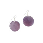 Capiz Shell Round Earrings Small 34mm #3 Lavender