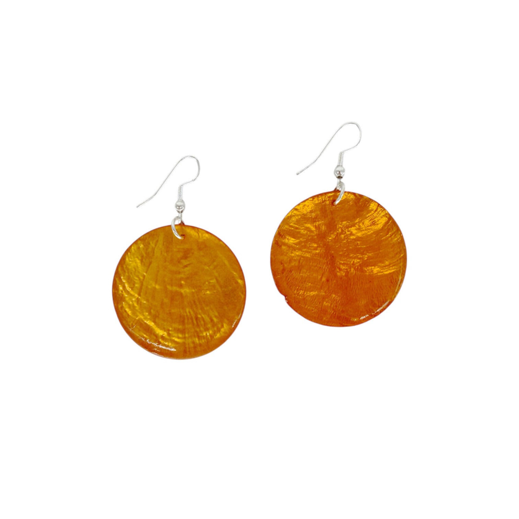 Capiz Shell Round Earrings Small 34mm #9 Orange