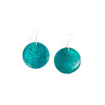 Capiz Shell Round Earrings Small 34mm #10 Teal