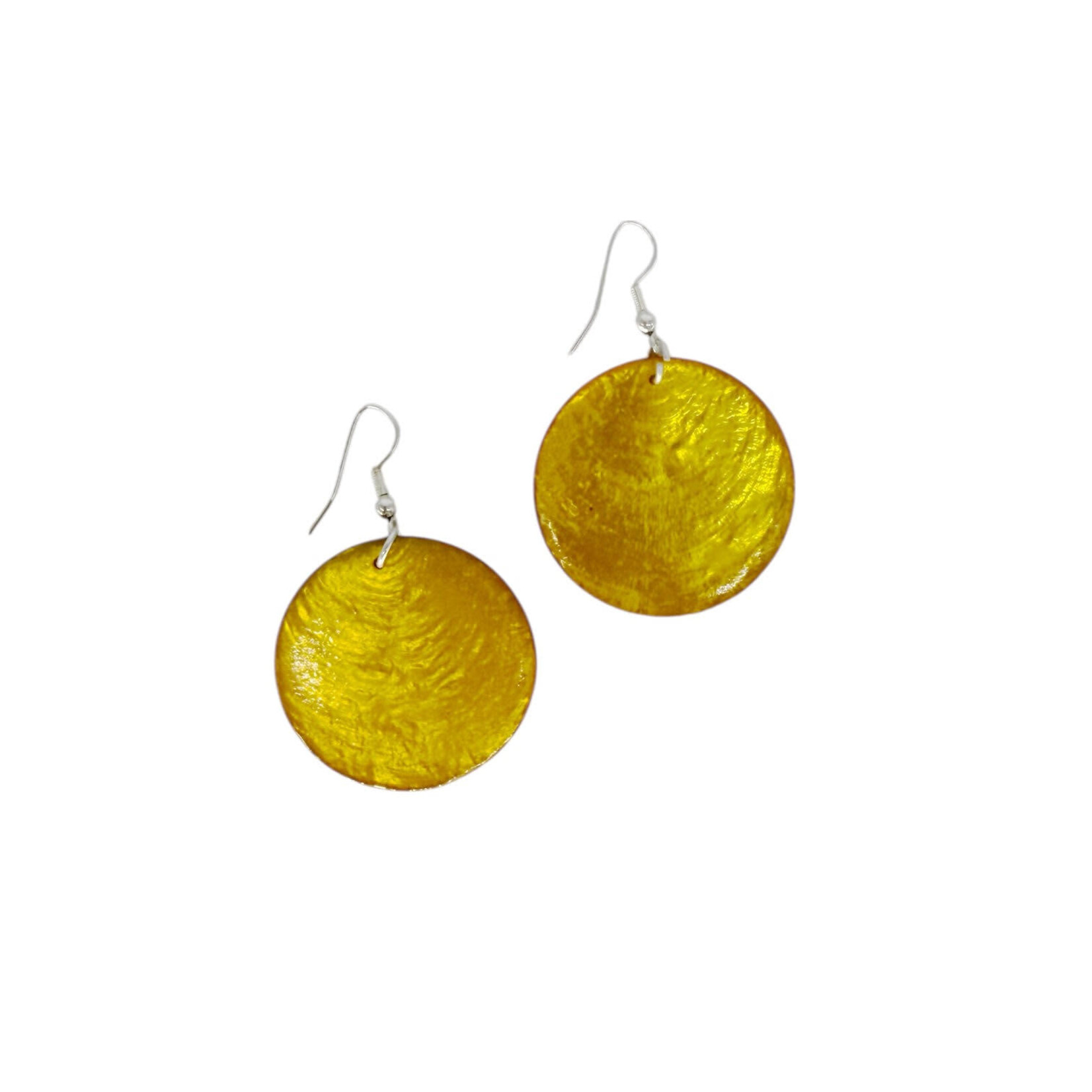 Capiz Shell Round Earrings Small 34mm #11 Gold