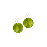Capiz Shell Round Earrings Small 34mm #14 Lime