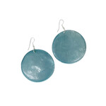 Capiz Shell Round Earrings Large 51mm #1 Light Blue