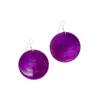 Capiz Shell Round Earrings Large 51mm #3 Magenta