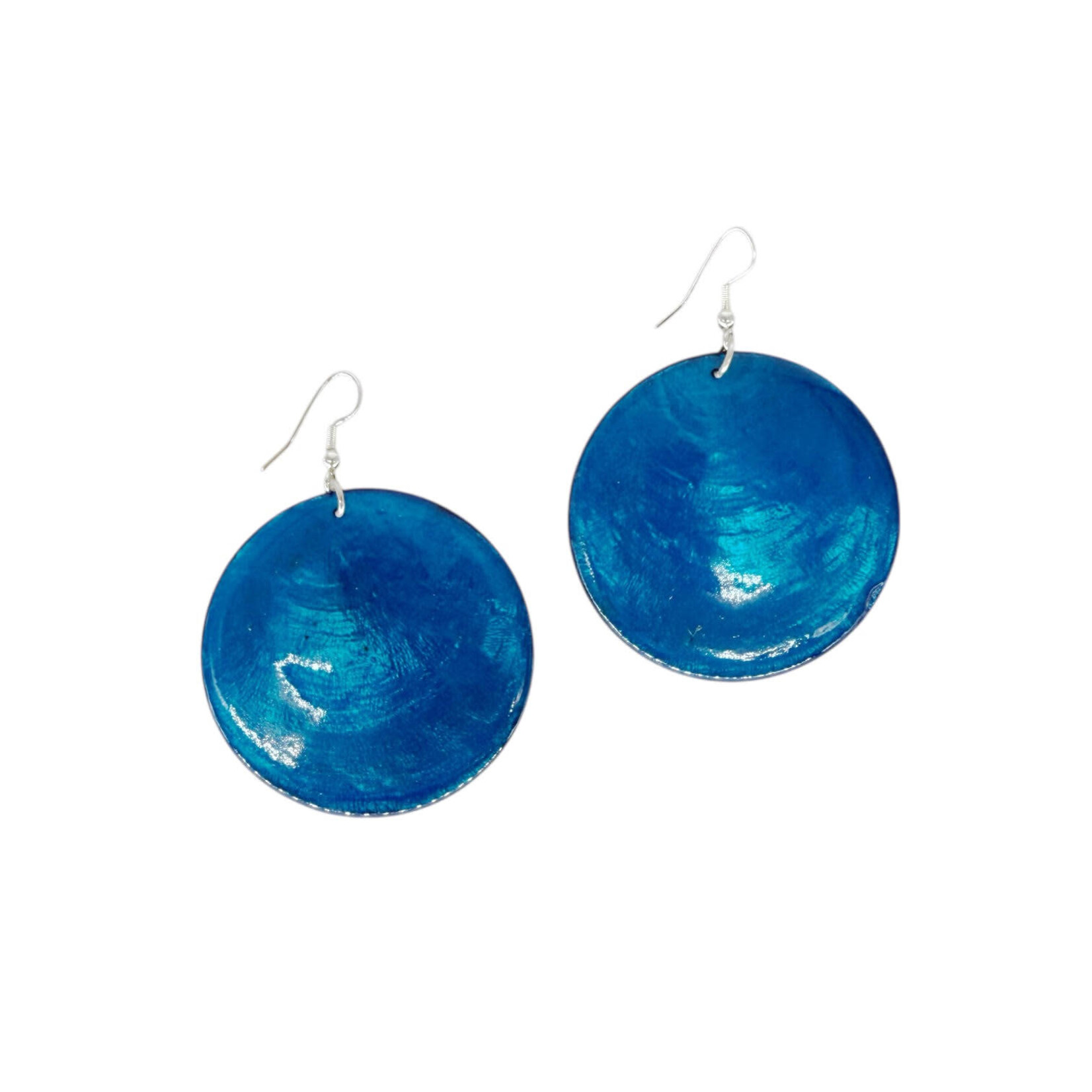 Capiz Shell Round Earrings Large 51mm #4 Turquoise
