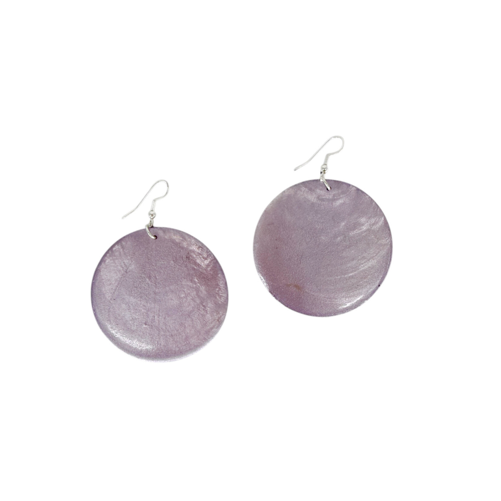 Capiz Shell Round Earrings Large 51mm #6 Lavender