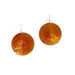 Capiz Shell Round Earrings Large 51mm #9 Orange