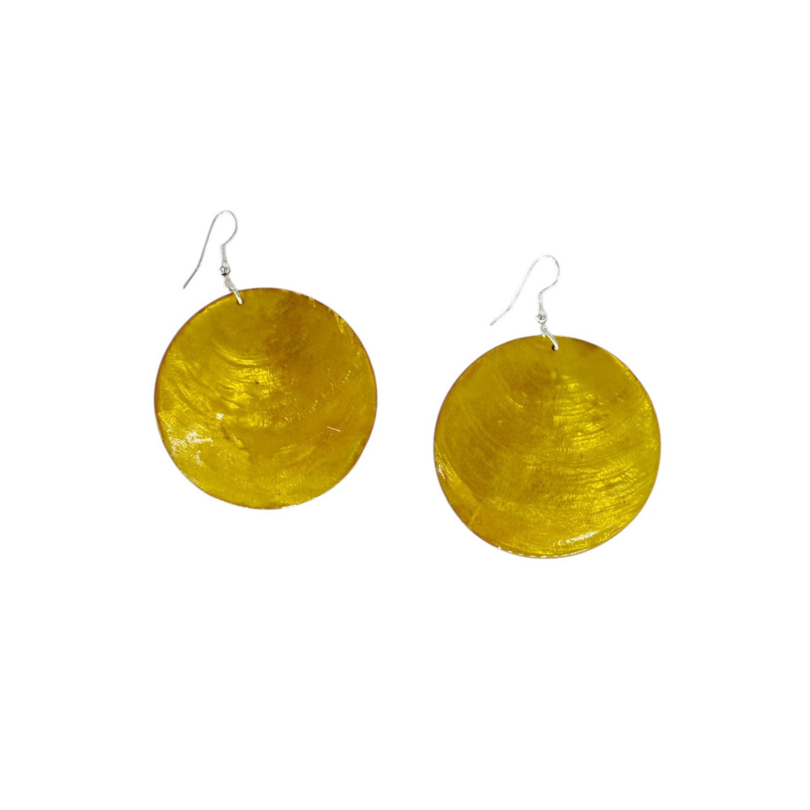 Capiz Shell Round Earrings Large 51mm #11 Gold