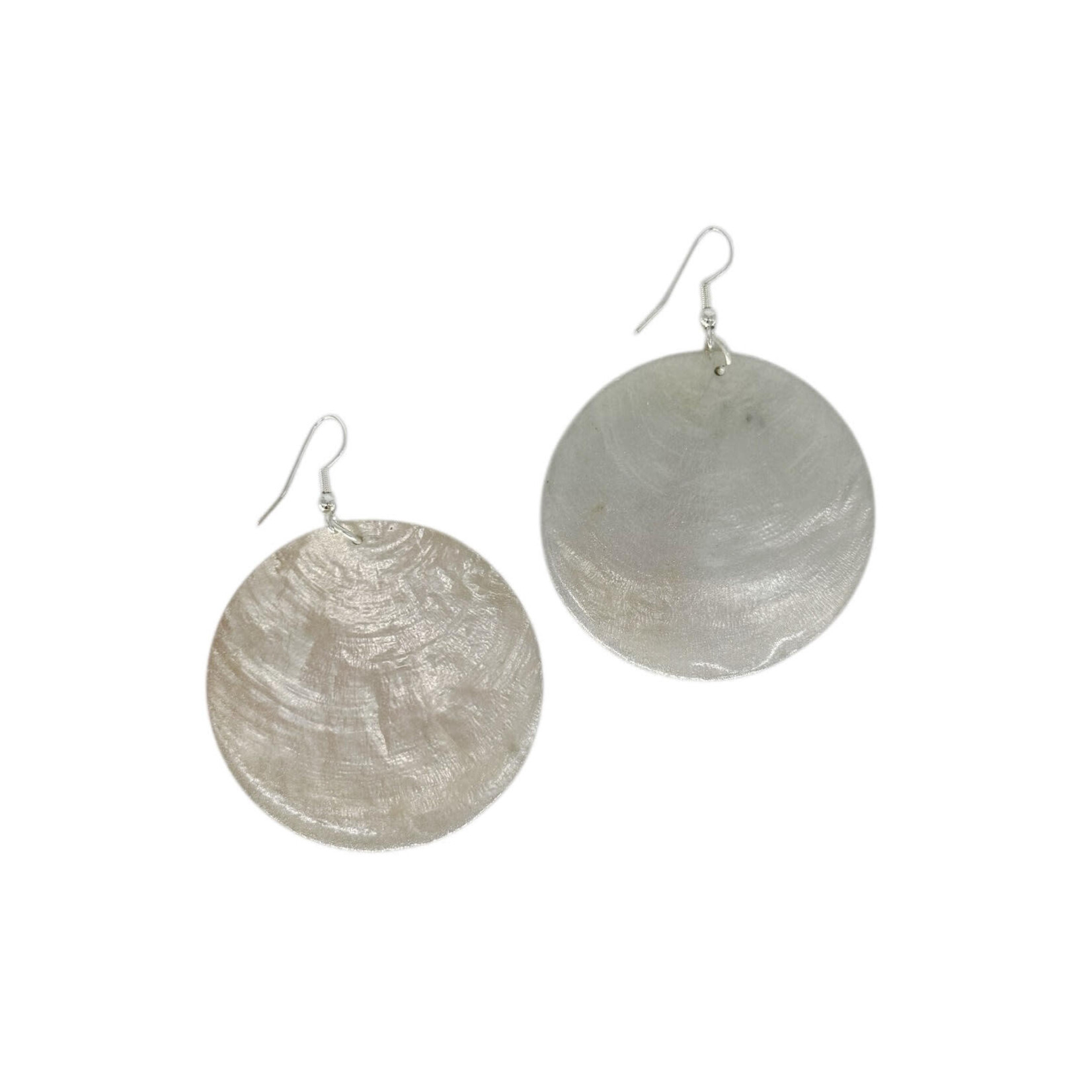 Capiz Shell Round Earrings Large 51mm #12 White