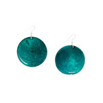 Capiz Shell Round Earrings Large 51mm #13 Teal