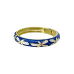 Enamel Clasp CZ Flower Bracelet Blue