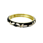 Enamel Clasp CZ Flower Bracelet Black