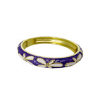 Enamel Clasp CZ Flower Bracelet Purple