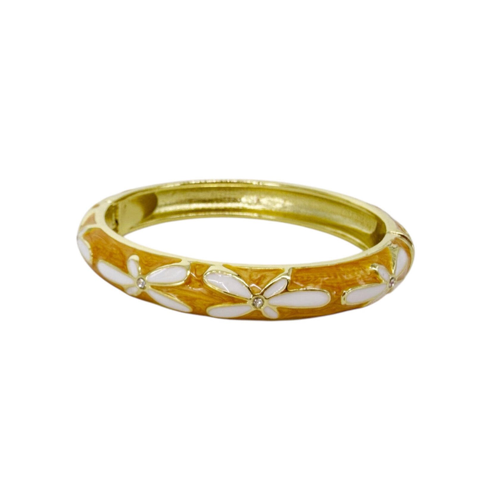 Enamel Clasp CZ Flower Bracelet Yellow