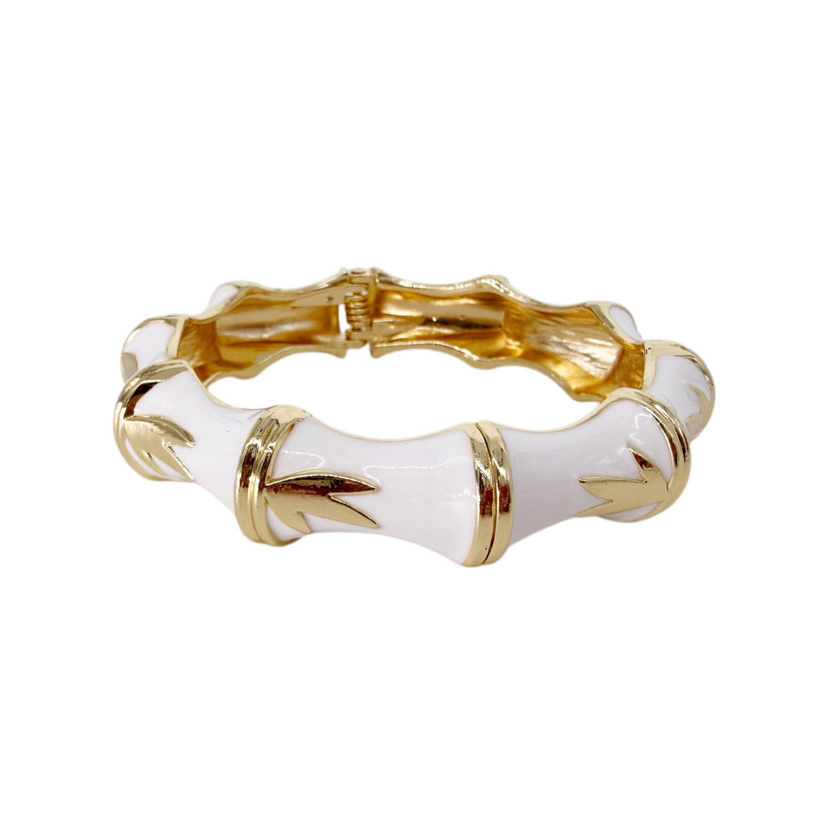 Enamel Clasp Bamboo Bracelet White