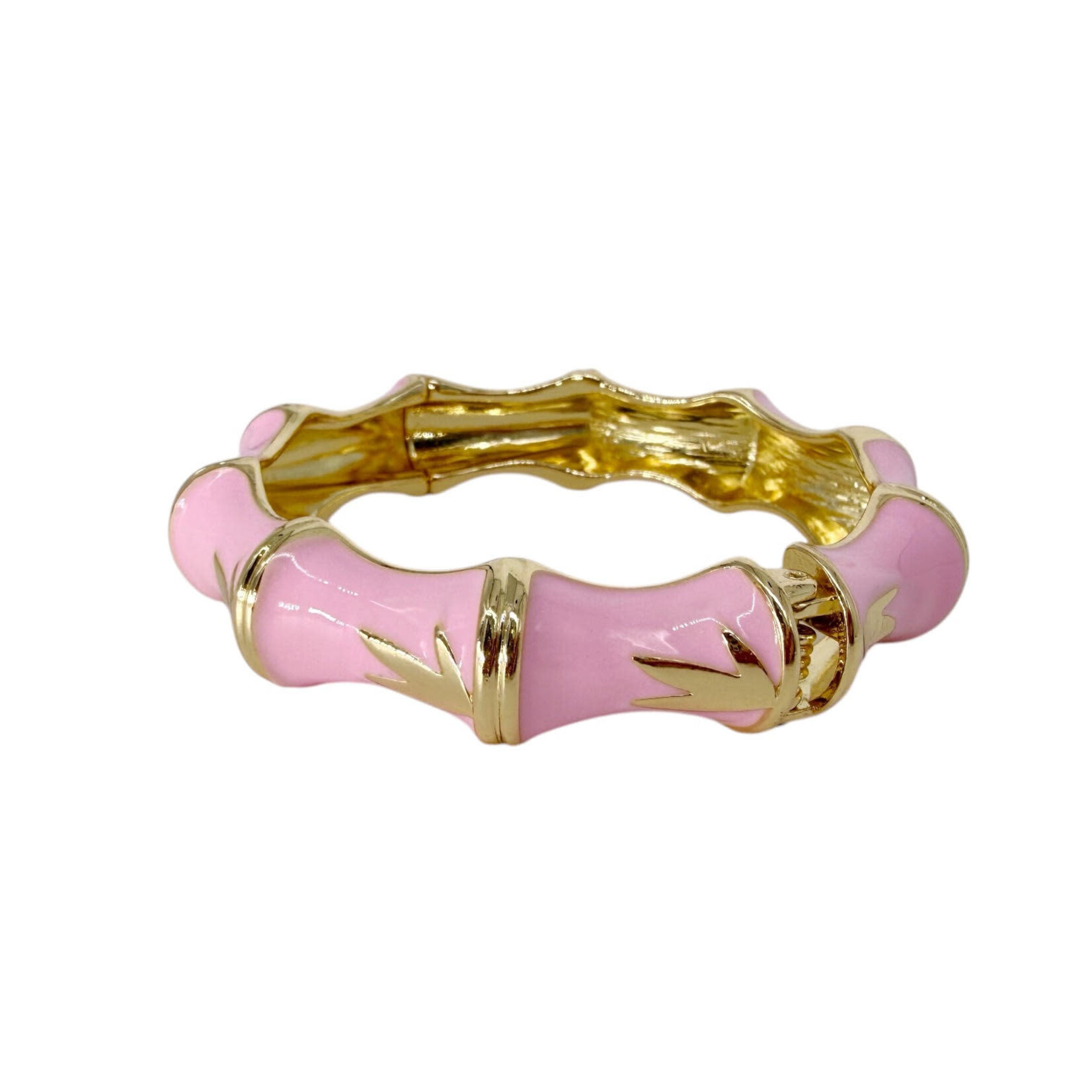 Enamel Clasp Bamboo Bracelet Pink