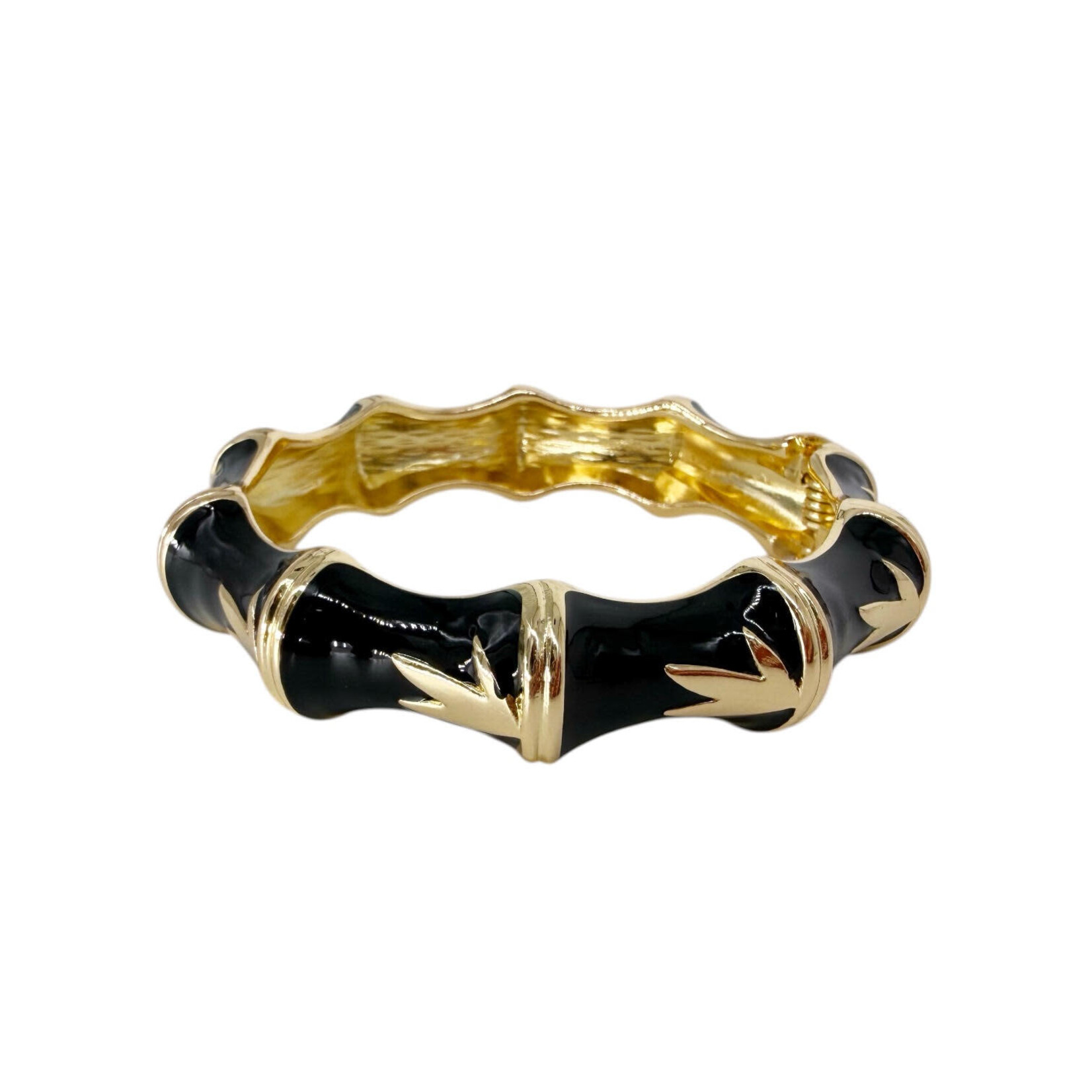 Enamel Clasp Bamboo Bracelet Black
