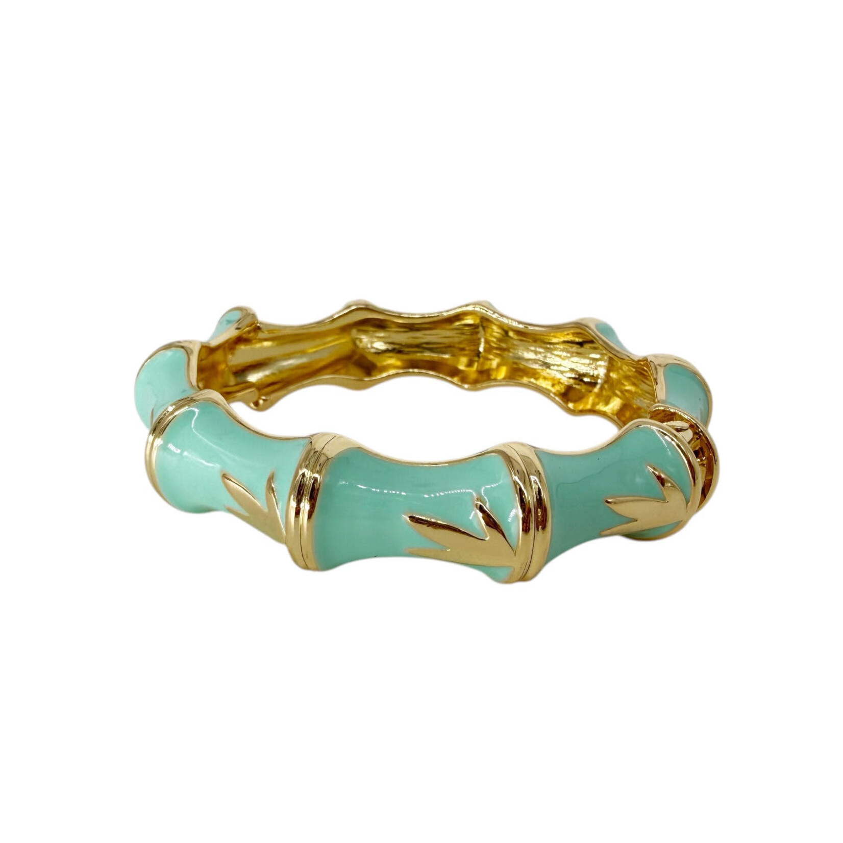 Enamel Clasp Bamboo Bracelet Aqua