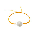 Adjustable String Bracelet with White Coin Pearl Sunset