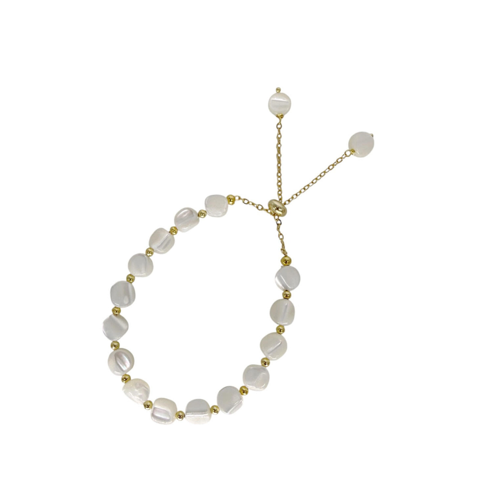 Adjustable Gold Plated Mother of Pearl Bead Bracelet