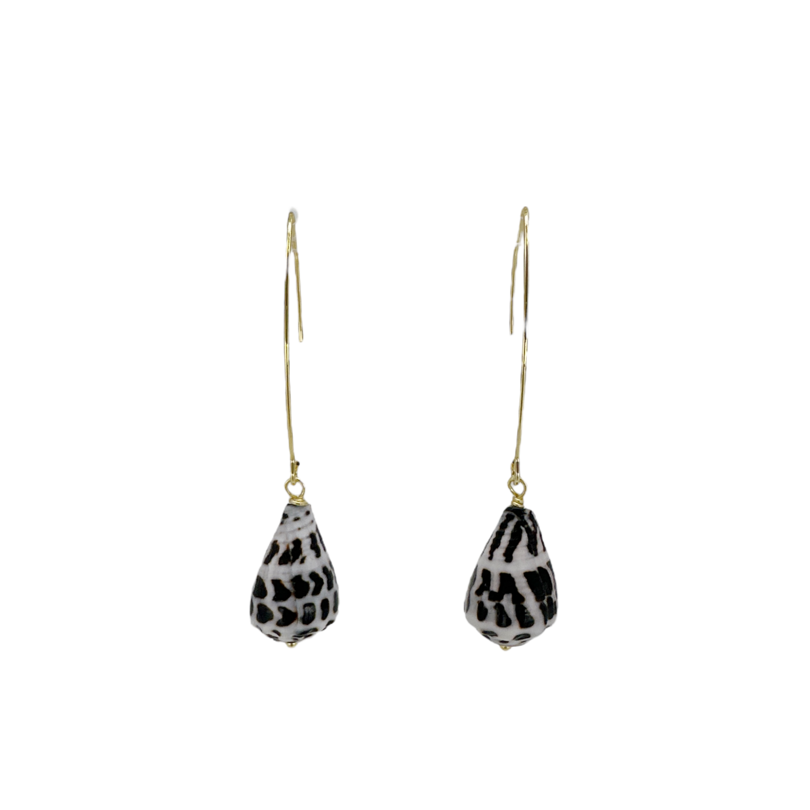 15k Gold Plated Copper V-Wire Hebrew Shell Earrings