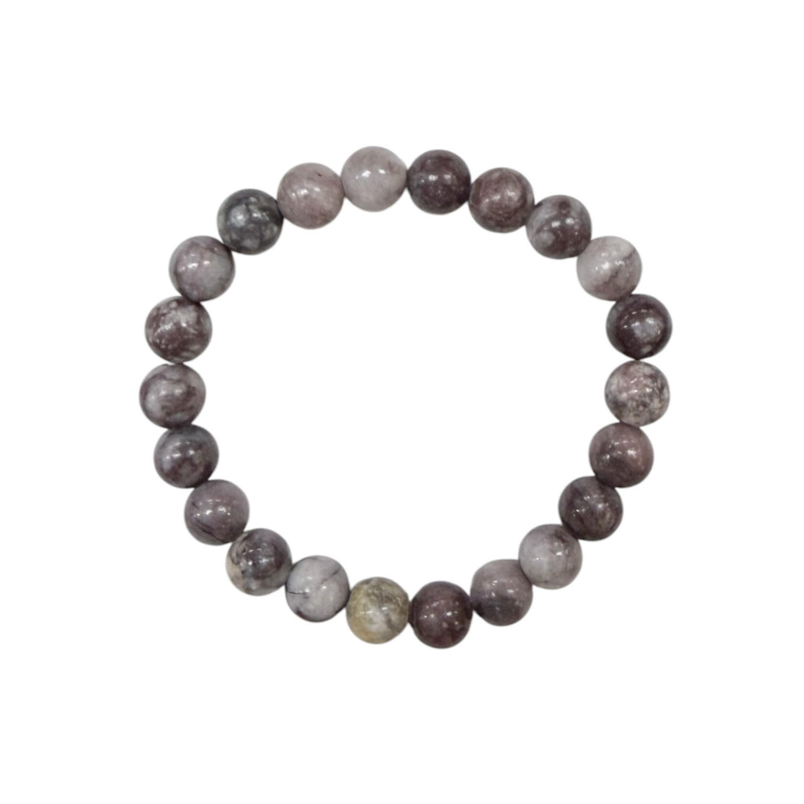 Purple Wood Strips Stone Gemstone Stretch Bracelet 8mm