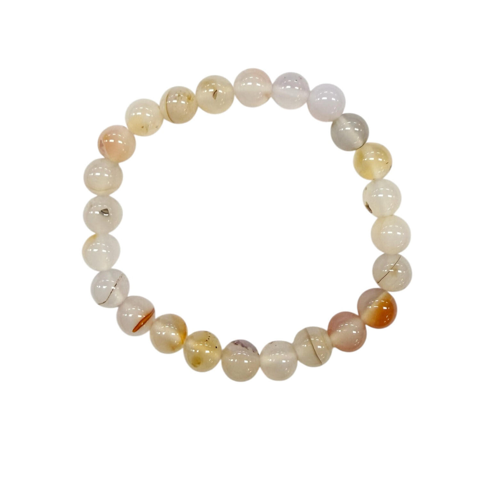 Red Plants Agate Gemstone Stretch Bracelet 8mm