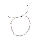 Adjustable String Anklet with Nine 6mm Pearls Purple
