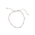 Adjustable String Anklet with Nine 6mm Pearls Pink