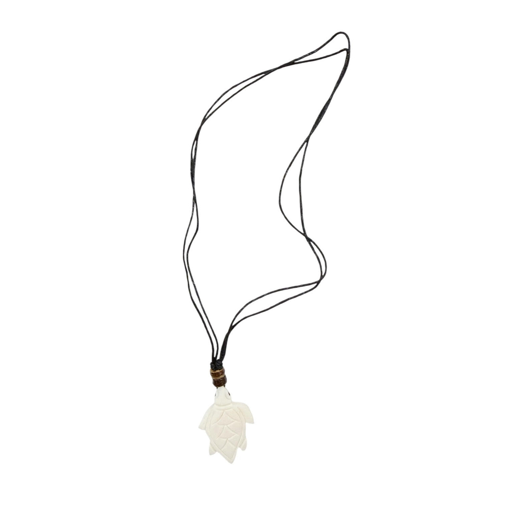 Carved Bone Turtle Adjustable Cord Necklace