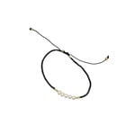 Adjustable String Bracelet with Five 5mm Center Pearls  Black