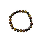 Tricolor Tiger Eye Gemstone Stretch Bracelet 8mm