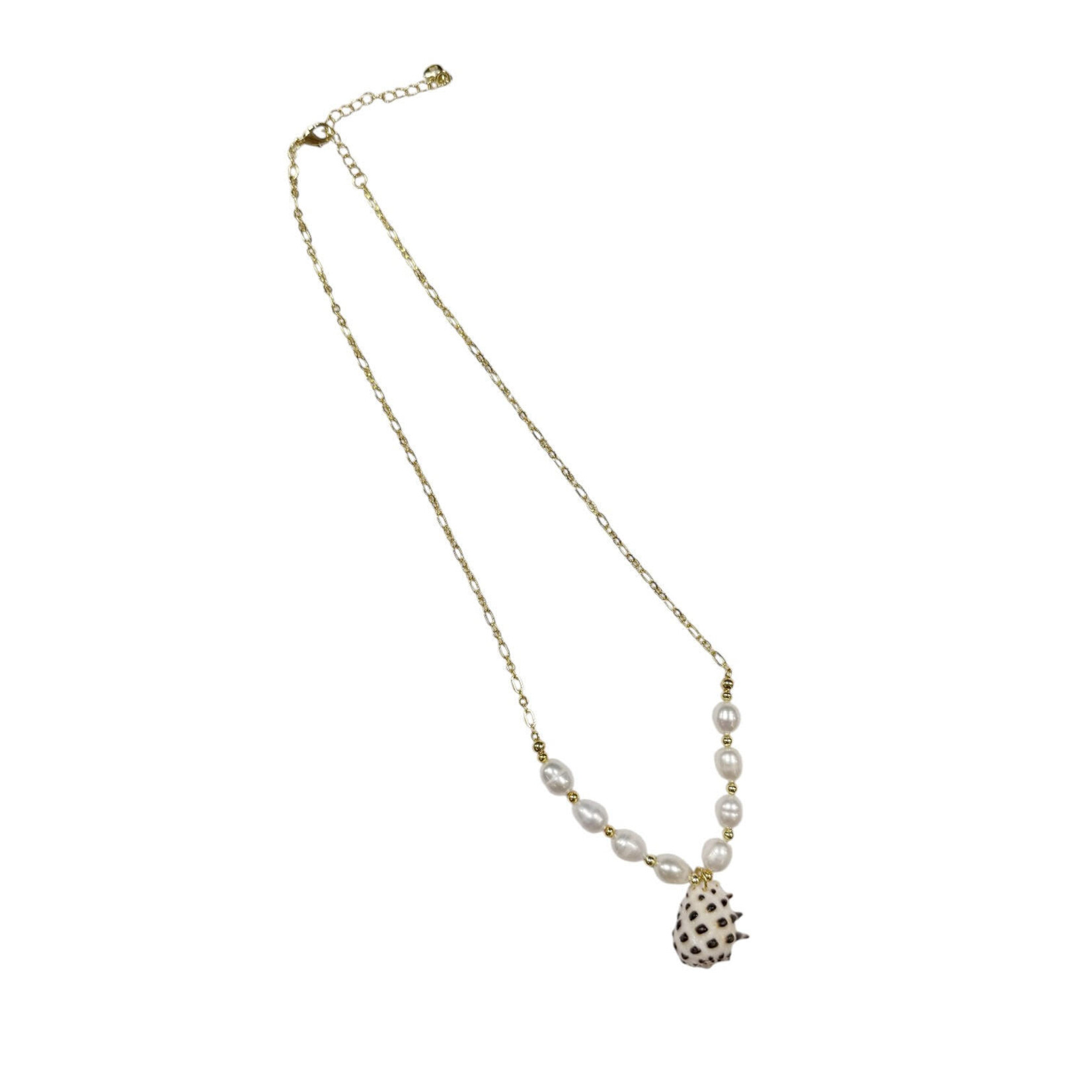 16-18" 15k Gold Plated Copper Drupe Shell and 8 Pearl Necklace